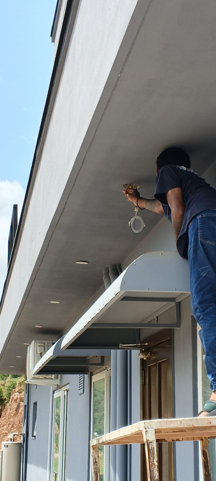 CCTV camera ceiling wiring in progress