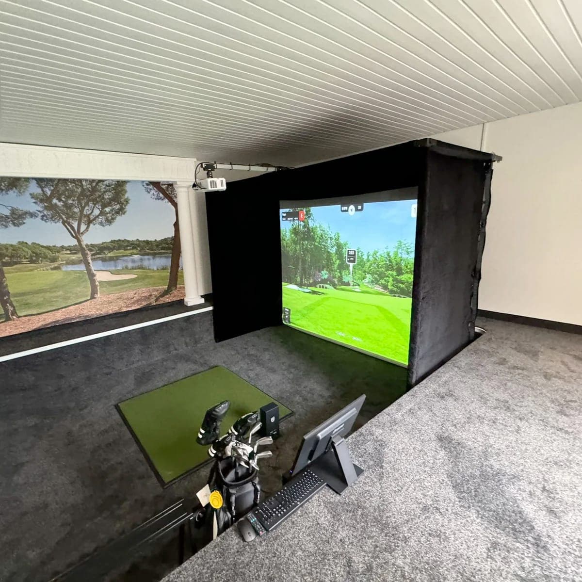 Indoor golf simulator installation